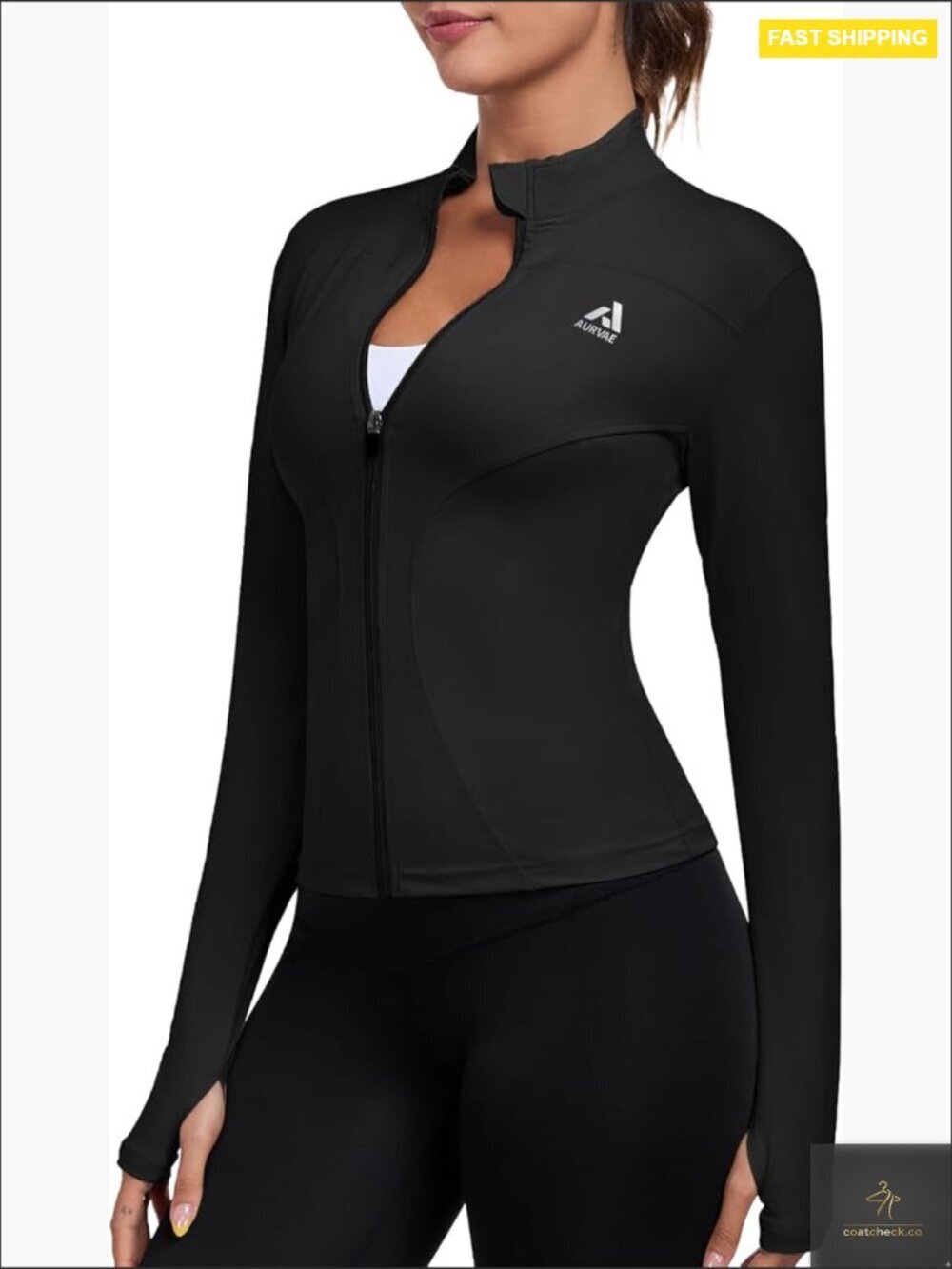 Full Zip Workout Jacket Lightweight Running Slim Fit Athletic Thumb Holes